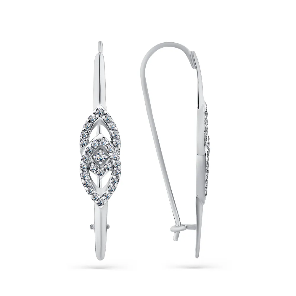Cercei din aur alb cu Cubic Zirconia Incolor