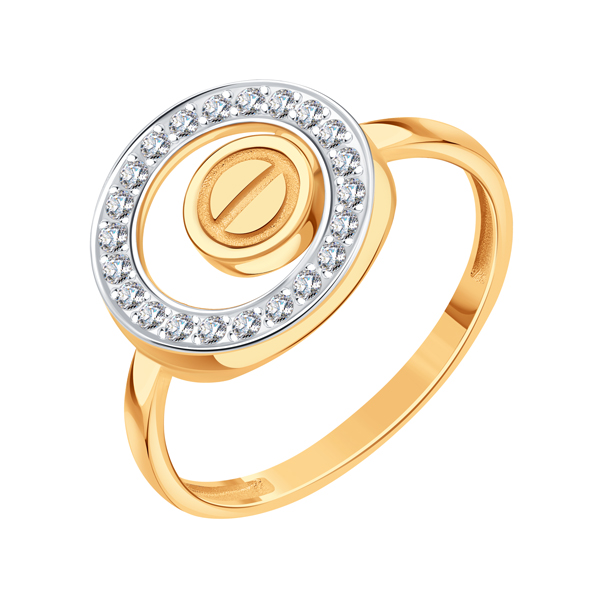 Кольцо из красного золота с камнями Фианит