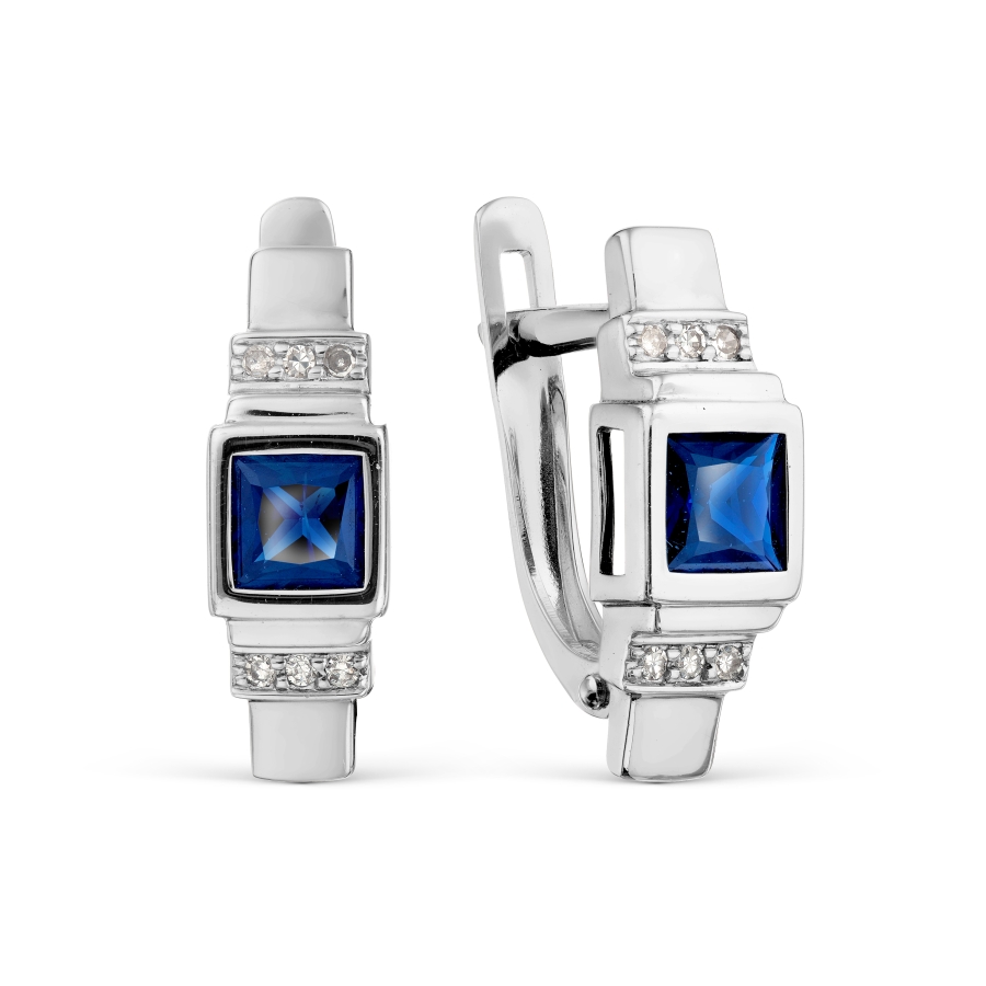 Cercei din aur alb cu pietre Diamant, Safir