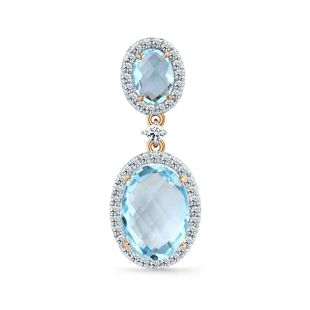Pandantiv din aur roșu cu pietre Cubic Zirconia Incolor, Topaz