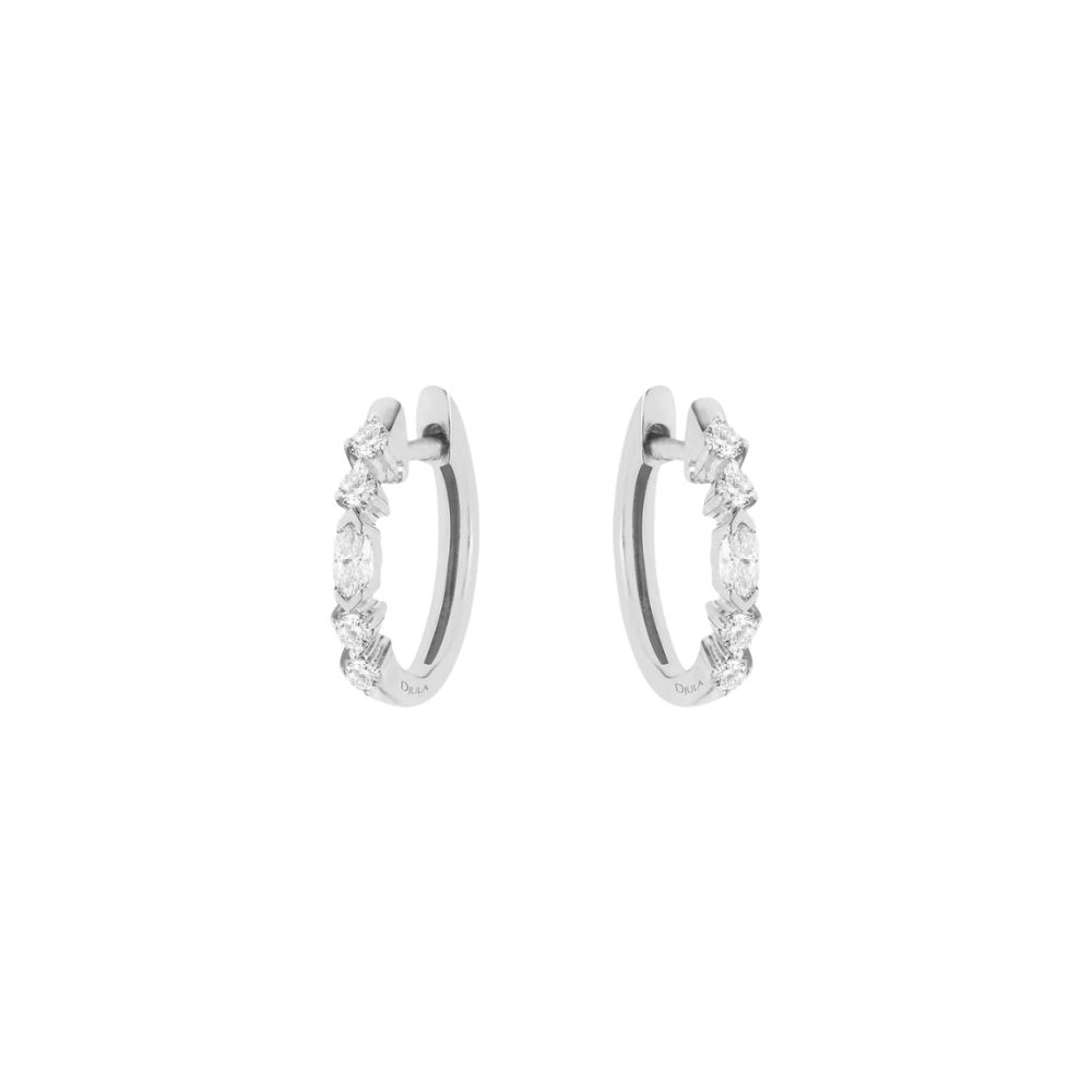 Cercei Creole din aur alb cu pietre Diamant