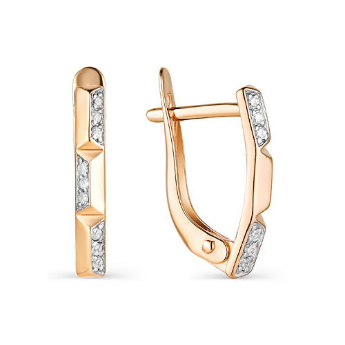 Cercei din aur roșu cu pietre Cubic Zirconia Incolor