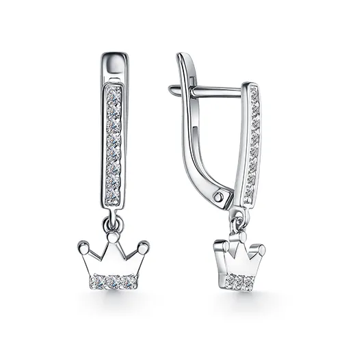 Cercei Suspendați din aur alb cu Cubic Zirconia Incolor