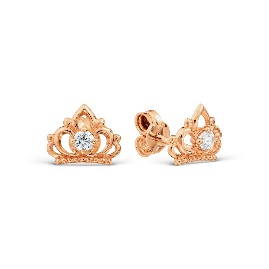Cercei Pusete din aur roșu cu pietre Cubic Zirconia Albastru