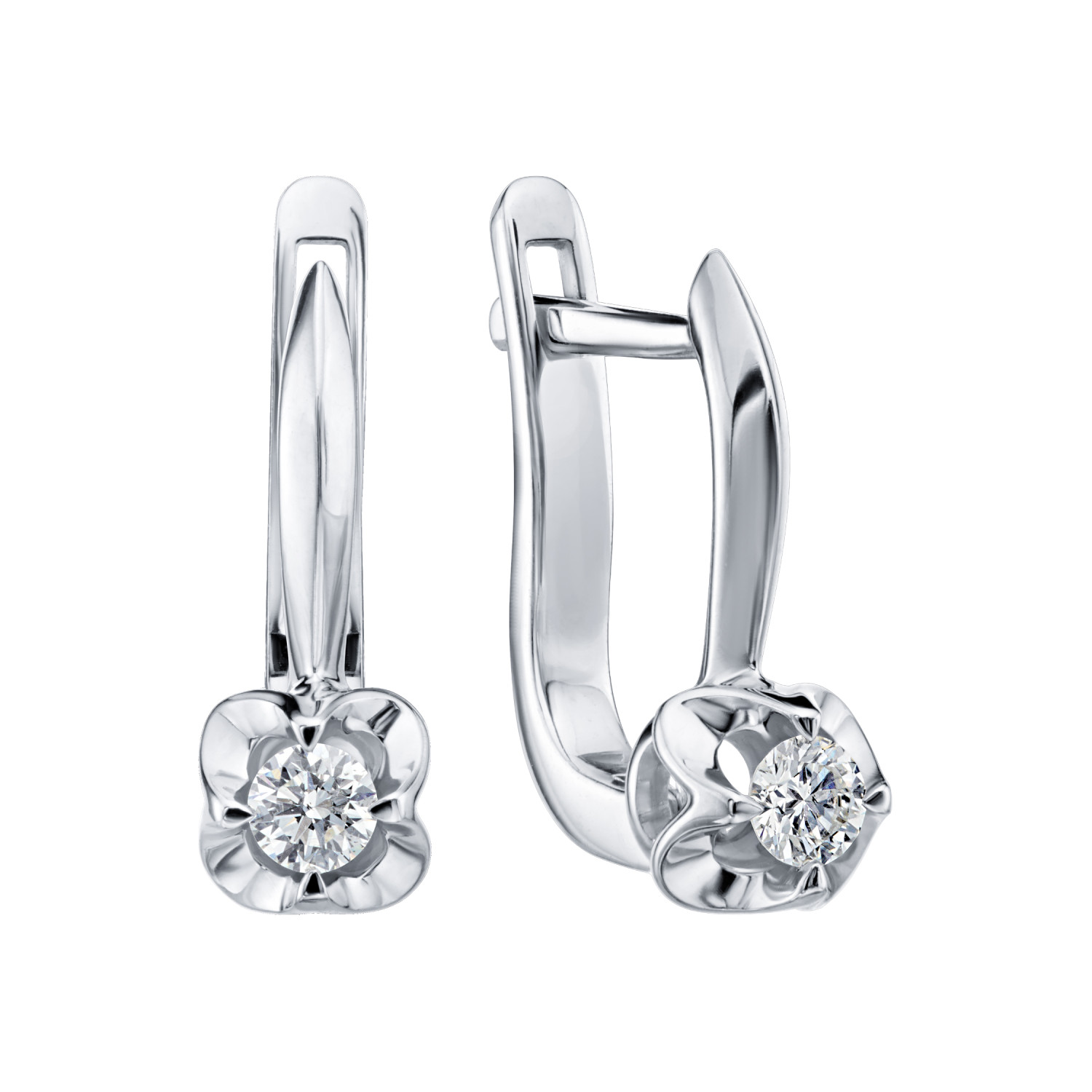 Cercei din aur alb cu pietre Diamant