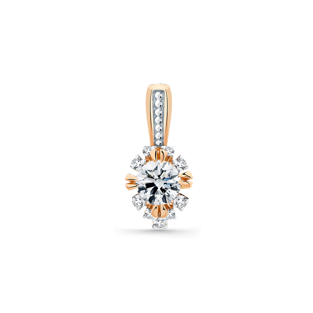Pandantiv din aur roșu cu pietre Cubic Zirconia Incolor