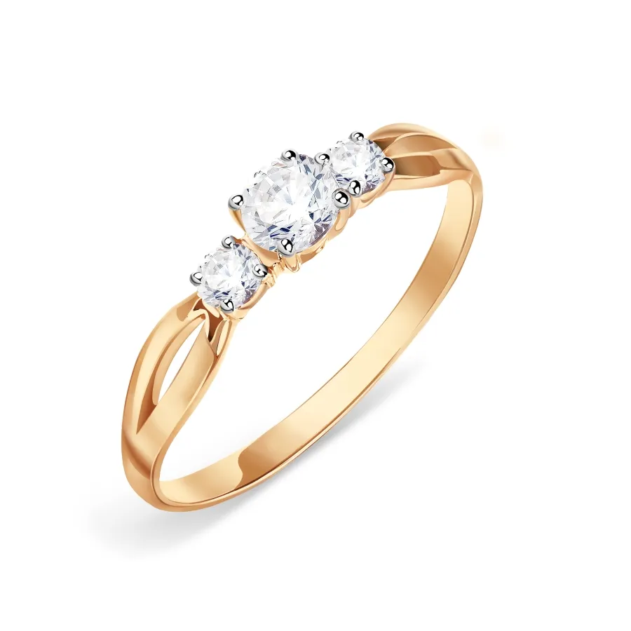 Inel din aur roșu cu Cubic Zirconia Incolor