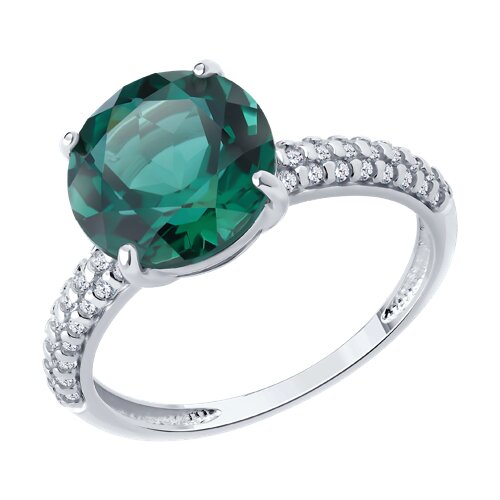 Inel din argint  cu pietre Cubic Zirconia Incolor, Cuart Verde (sint.)