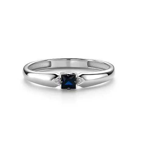 Inel din aur alb cu Diamant, Safir
