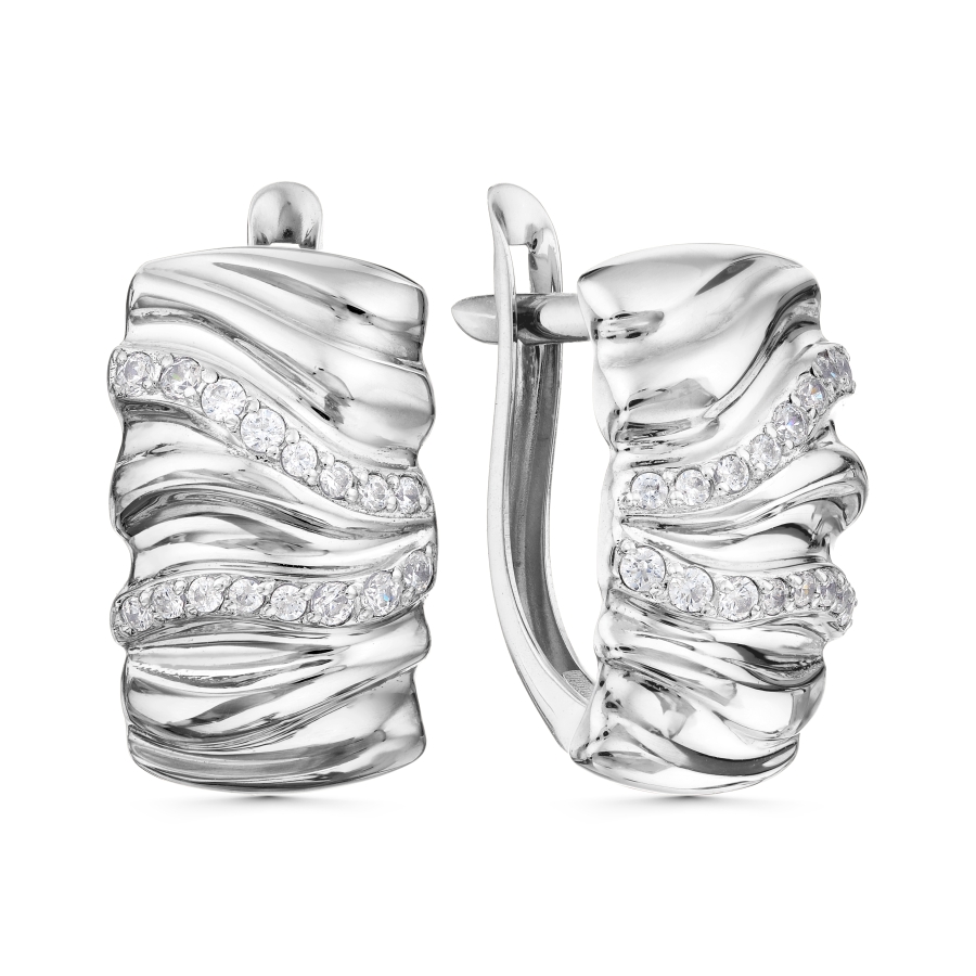 Cercei din aur alb cu pietre Cubic Zirconia Incolor