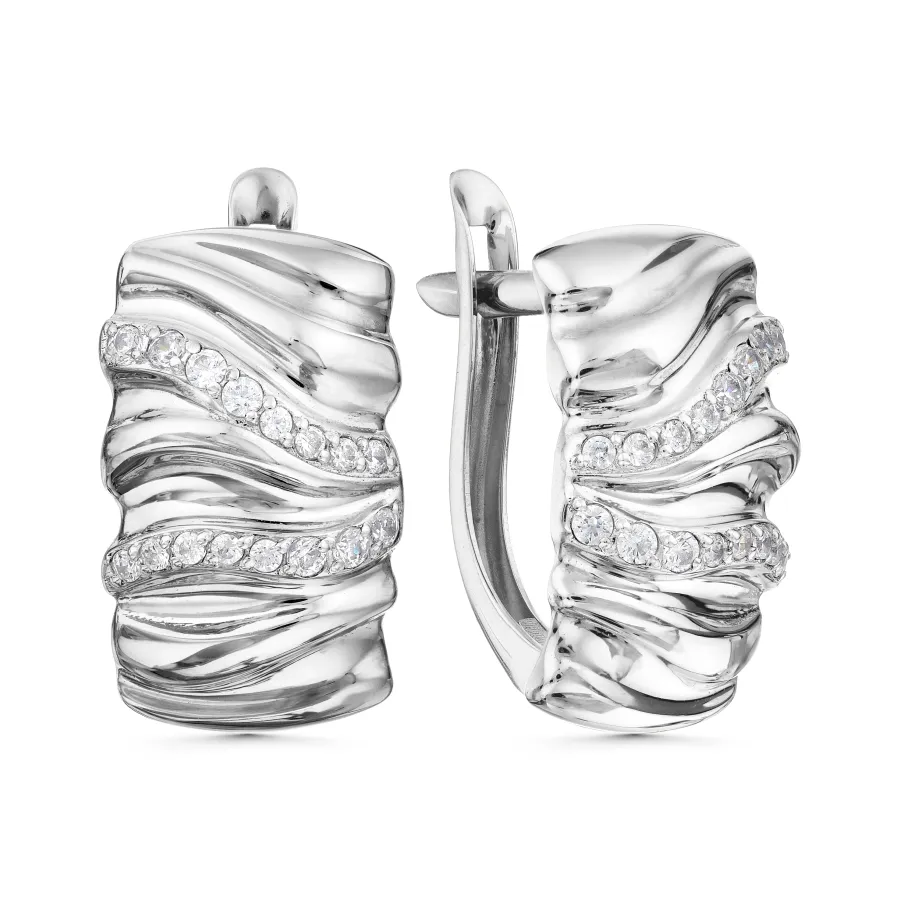 Cercei din aur alb cu Cubic Zirconia Incolor