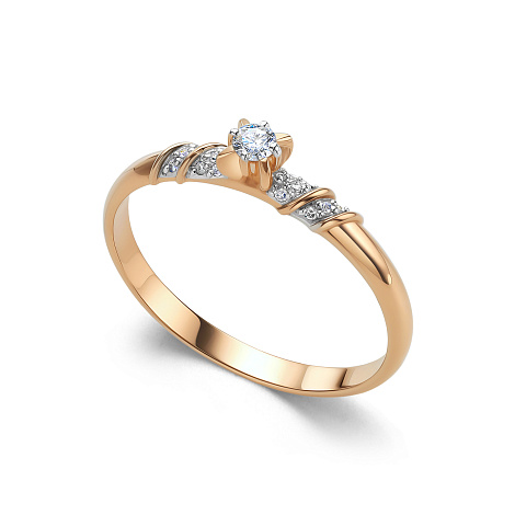 Inel din aur roșu cu pietre Diamant