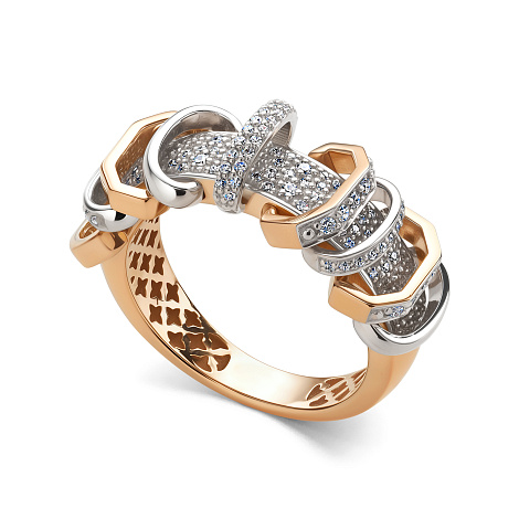 Inel din aur roșu cu pietre Diamant