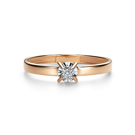 Inel din aur roșu cu pietre Diamant