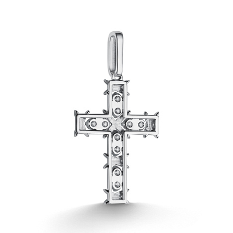 Крестик из белого и красного золота с камнями Бриллиант