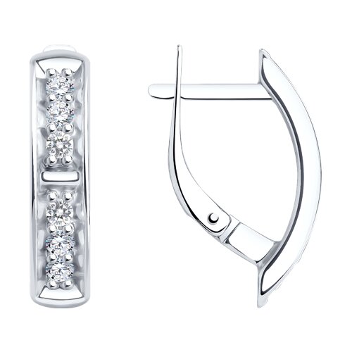 Серьги из серебра с камнями Фианит