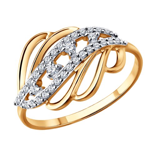 Кольцо из красного золота с камнями Фианит