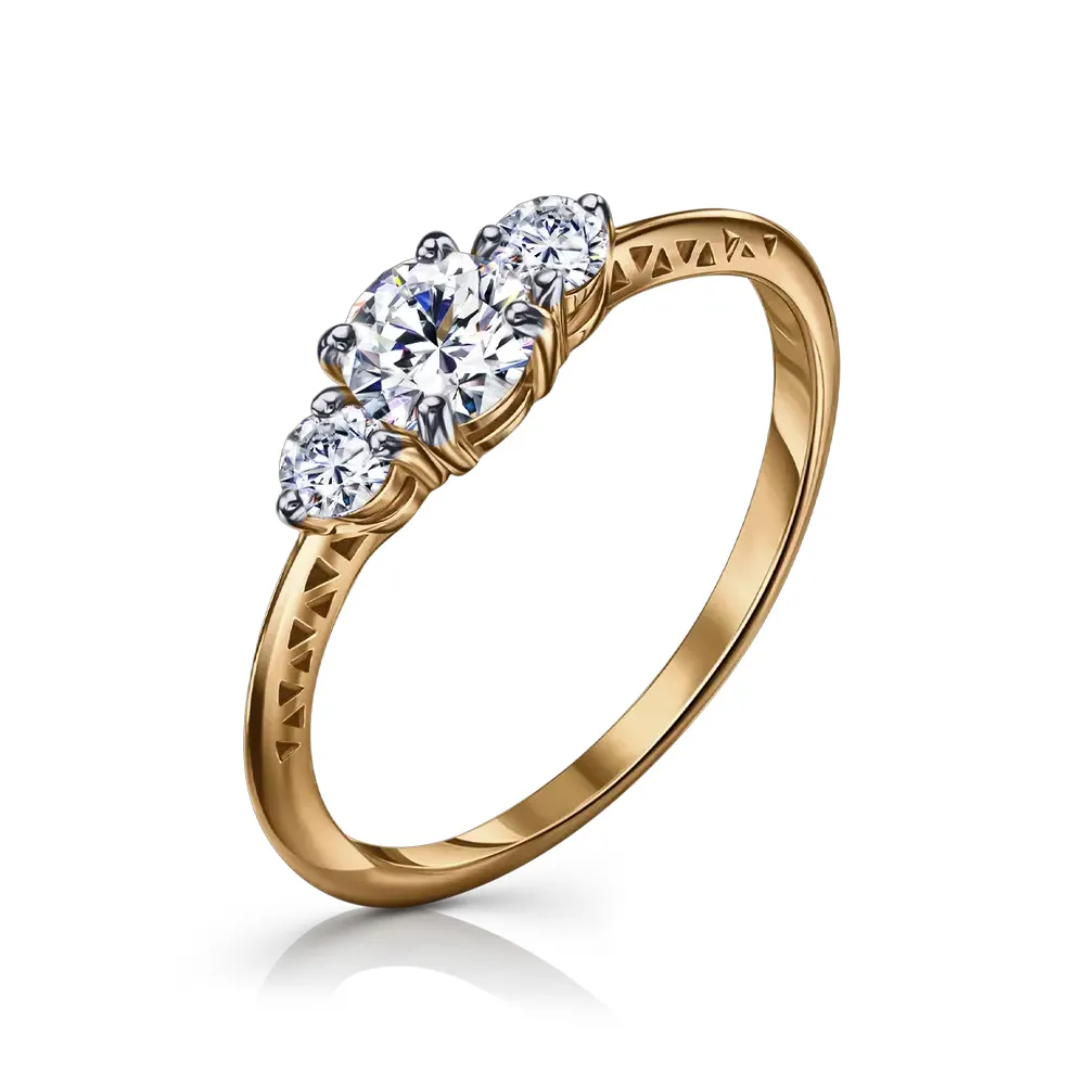 Inel din aur roșu cu Cubic Zirconia Incolor
