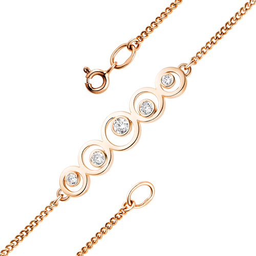 Brățară din aur roșu cu pietre Cubic Zirconia Incolor