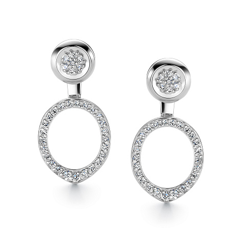 Cercei Pusete din aur alb cu pietre Diamant