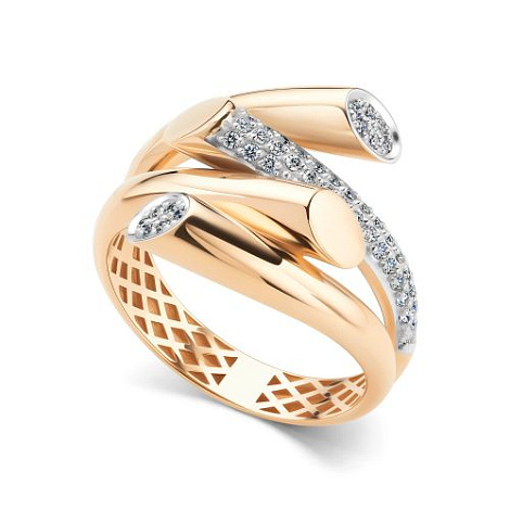 Кольцо из красного золота с камнями Бриллиант