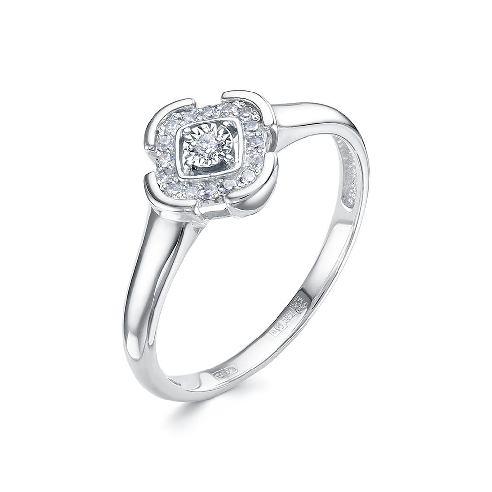 Inel din aur alb cu pietre Diamant