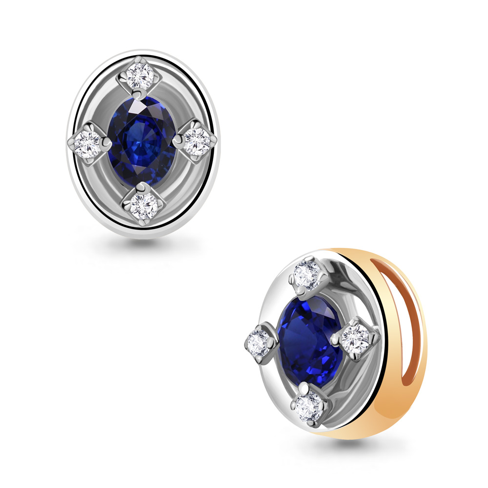Pandantiv din aur roșu cu pietre Diamant, Safir