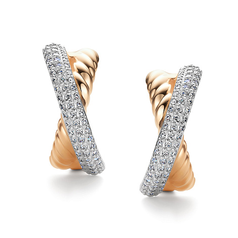 Серьги из красного золота с камнями Бриллиант