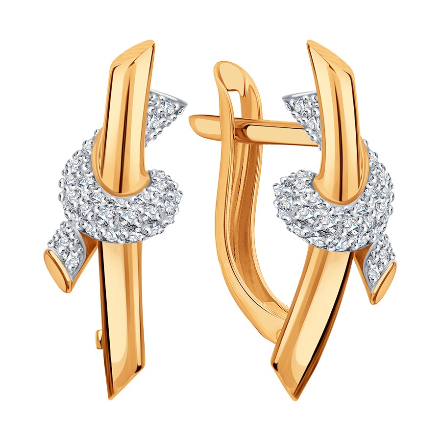 Cercei din aur roșu cu pietre Cubic Zirconia Incolor