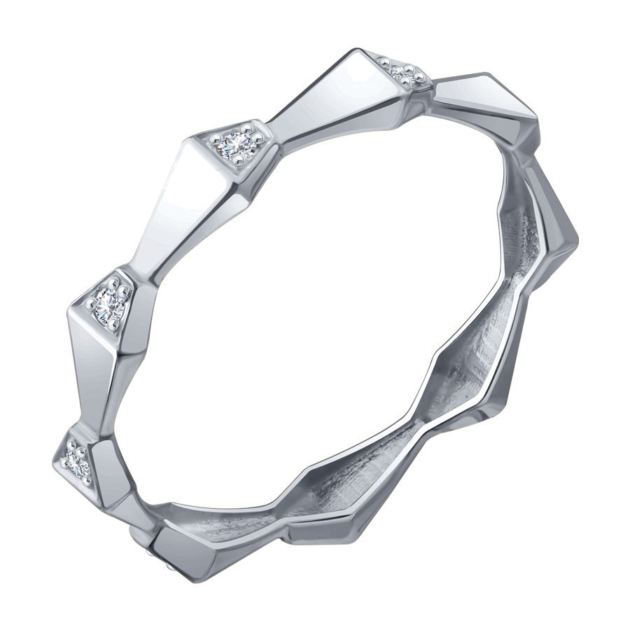 Кольцо из белого золота с камнями Бриллиант