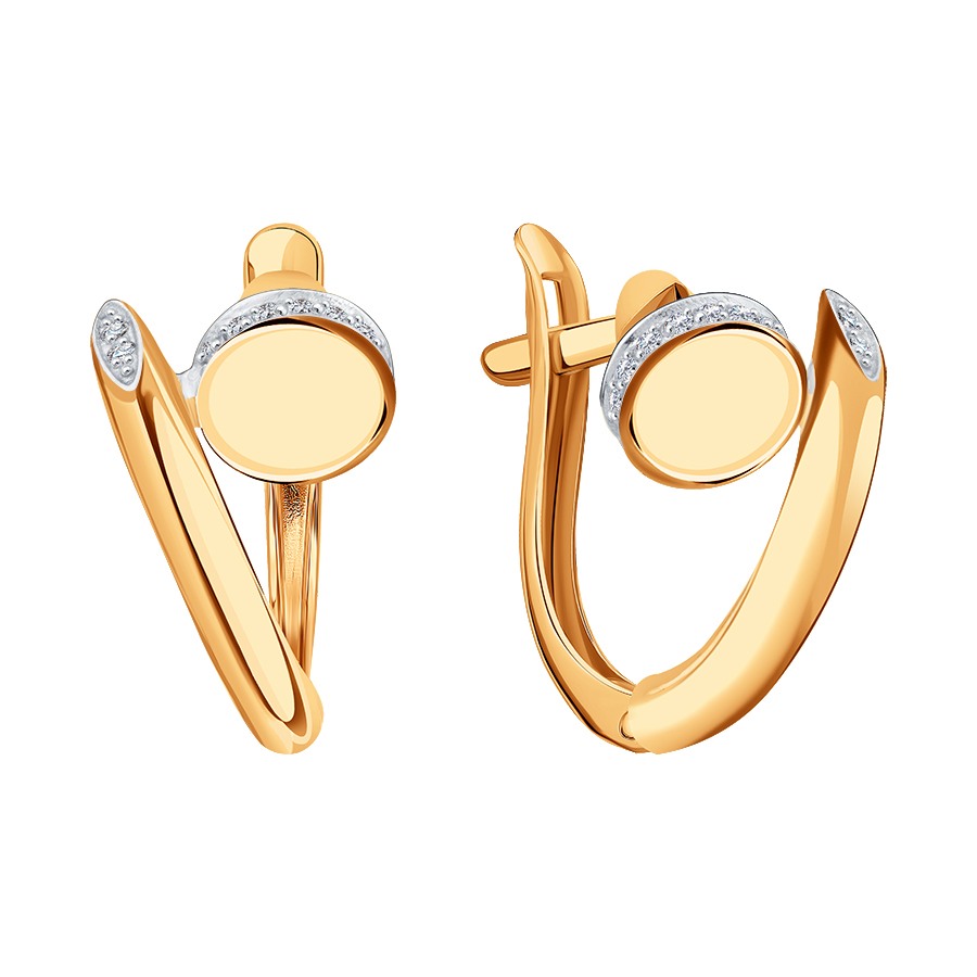 Cercei din aur roșu cu pietre Cubic Zirconia Incolor