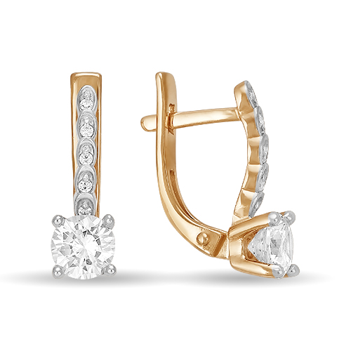 Cercei p-u copii din aur roșu cu pietre Cubic Zirconia Incolor