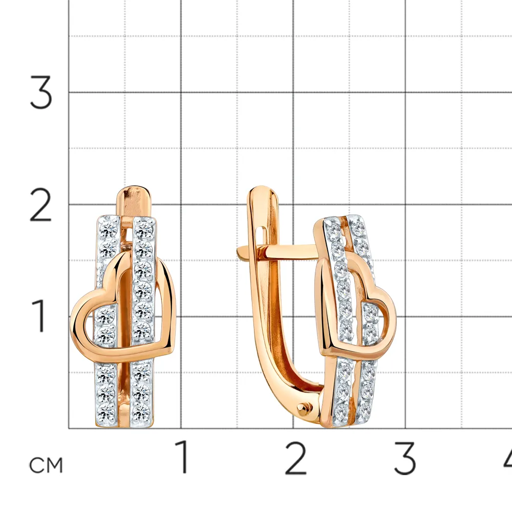 Cercei din aur roșu cu Cubic Zirconia Incolor