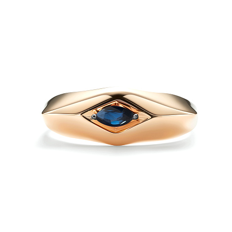 Кольцо из красного золота с камнями Сапфир