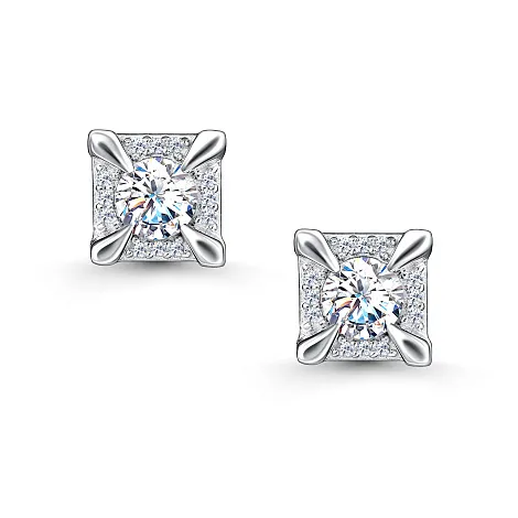 Cercei Pusete din argint cu Cubic Zirconia Incolor, Moissanite