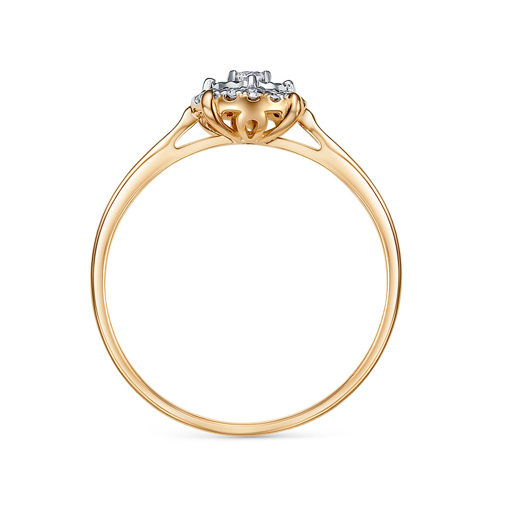 Кольцо из красного золота с камнями Бриллиант