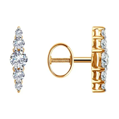 Cercei Pusete din aur roșu cu Cubic Zirconia Incolor