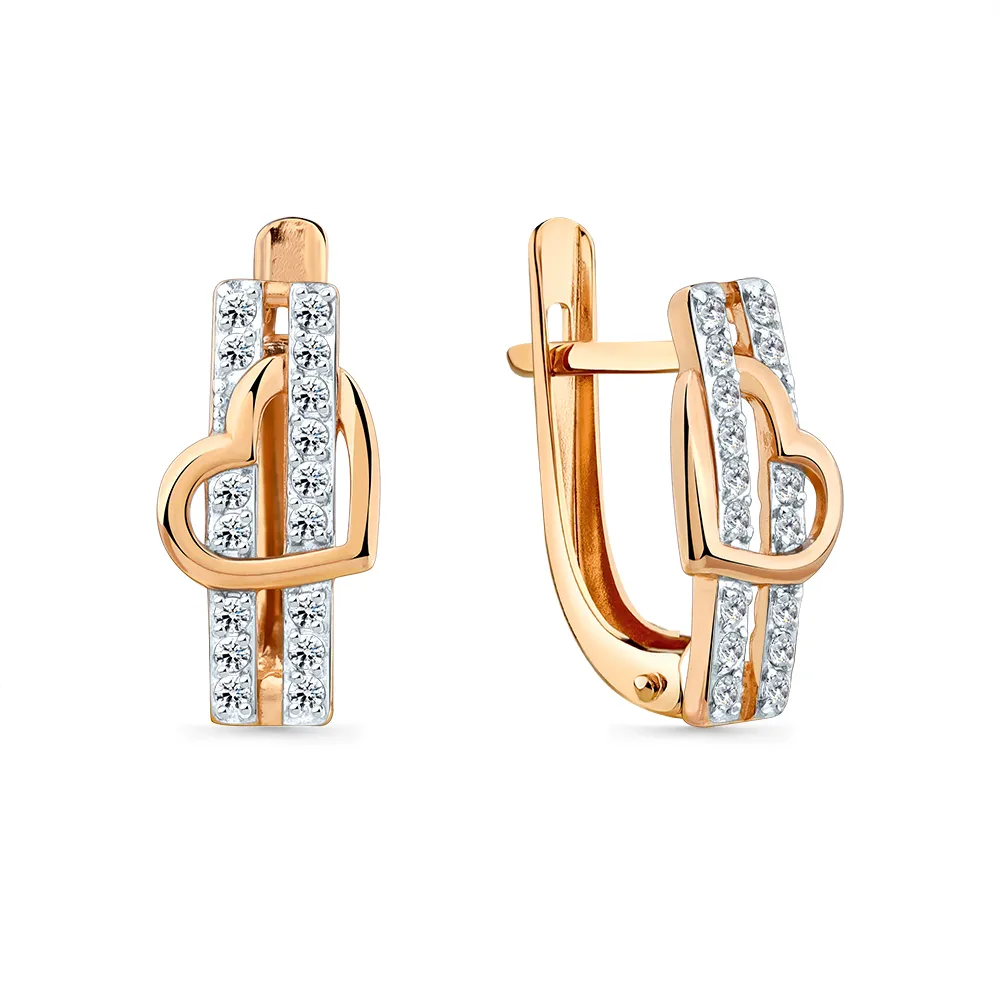 Cercei din aur roșu cu Cubic Zirconia Incolor