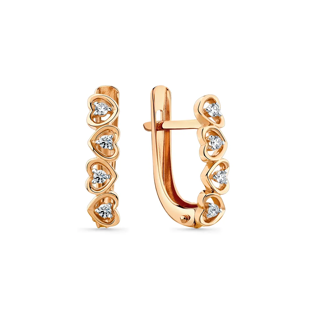 Cercei din aur roșu cu Cubic Zirconia Incolor