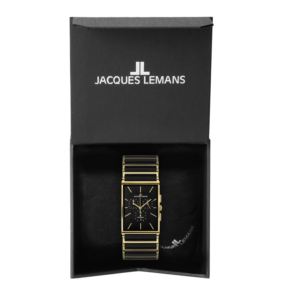 Часы JACQUES LEMANS с камнями Керамика черная