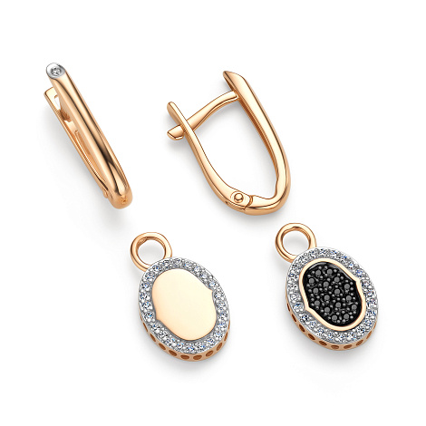 Cercei Suspendați din aur roșu cu pietre Diamant, Diamant negru