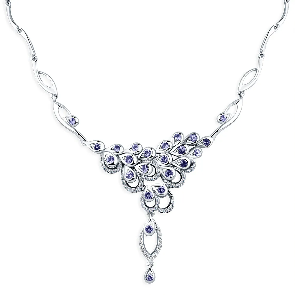 Colier din aur alb cu Diamant, Tanzanit