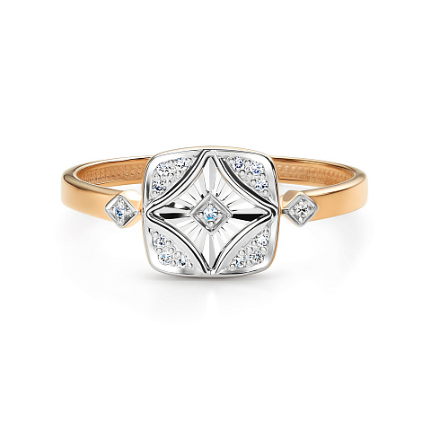 Кольцо из красного золота с камнями Бриллиант