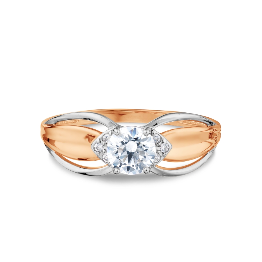 Кольцо из красного золота с камнями Фианит