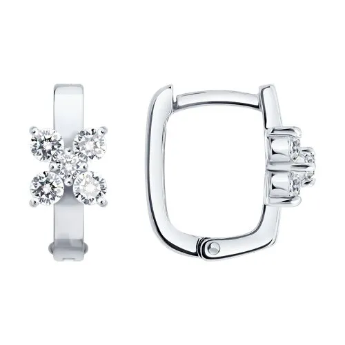 Cercei Creole din aur alb cu Cubic Zirconia Incolor