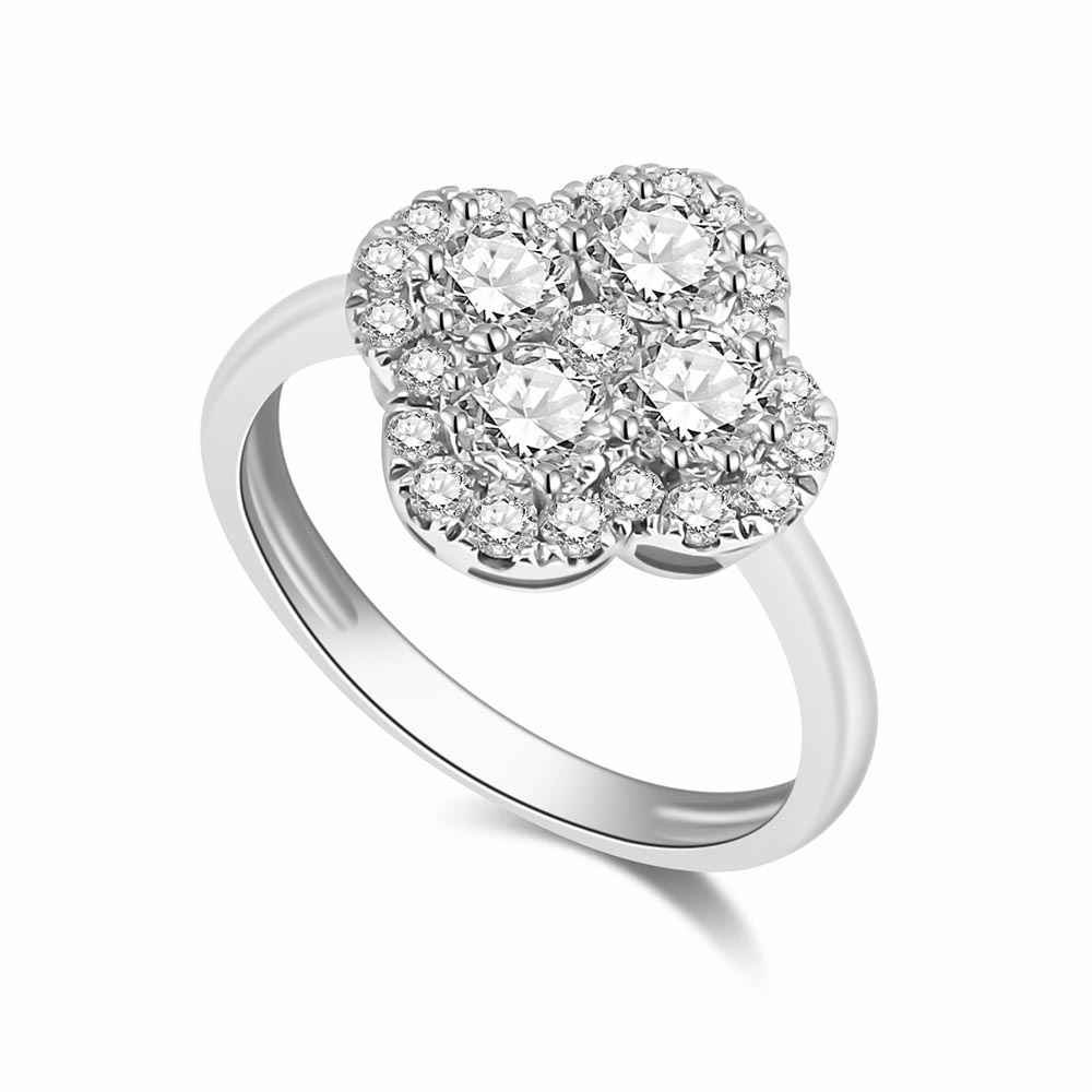 Inel din aur alb cu pietre Diamant