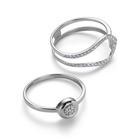 Inel din aur alb cu pietre Diamant