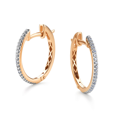 Серьги Конго из красного золота с камнями Бриллиант