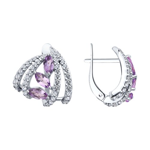 Cercei din argint  cu pietre Cubic Zirconia Incolor, Ametist