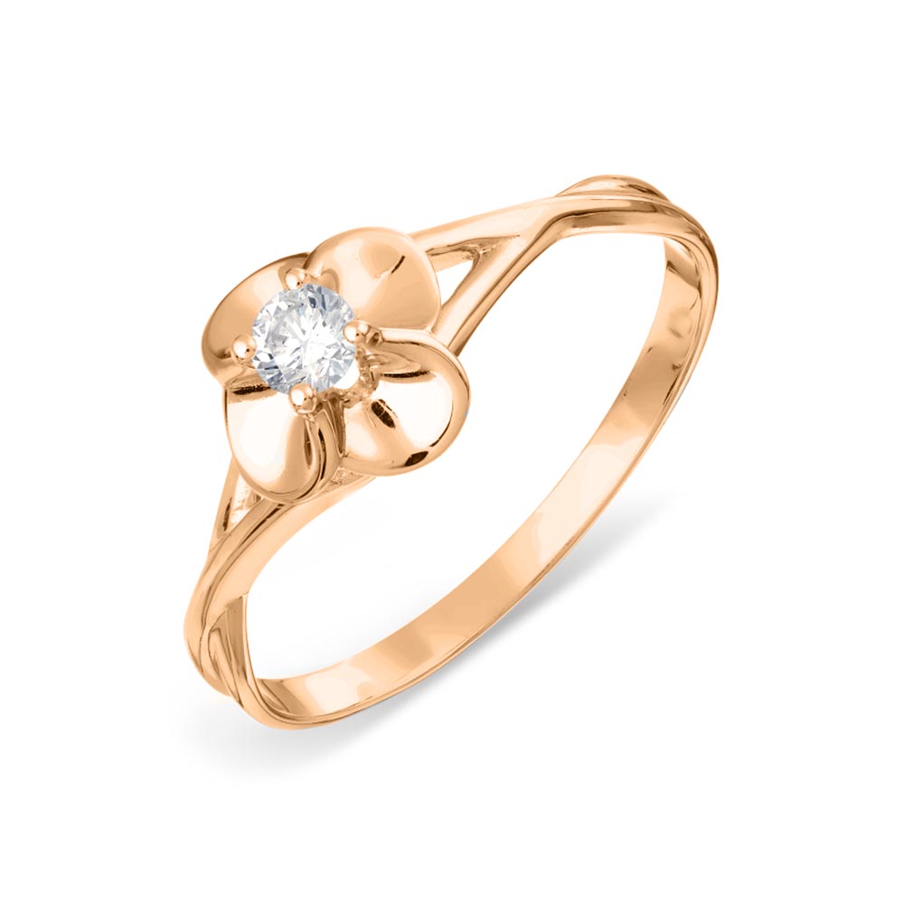 Кольцо из красного золота с камнями Бриллиант